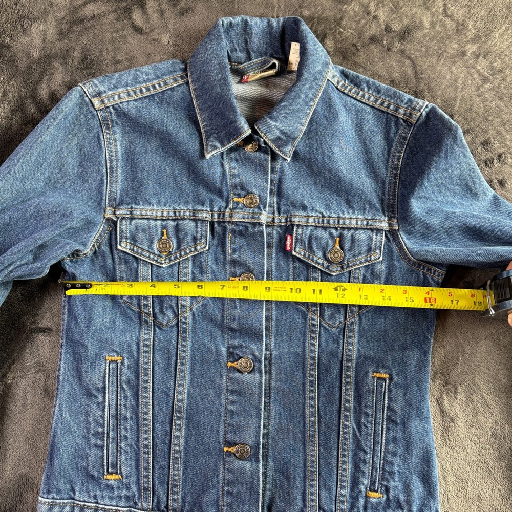 Levis Red Tab Denim Trucker Jacket Medium Wash Blue 100% Cotton Womens Medium - Picture 5 of 13